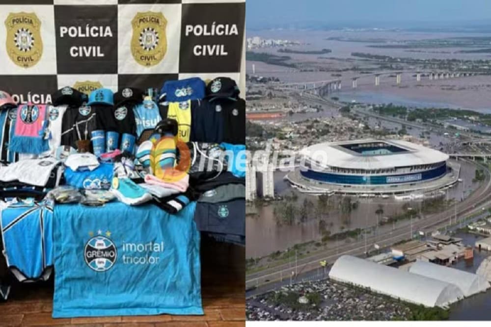 Produtos que foram saqueados da loja Arena Grêmio são apreendidos pela Polícia em abrigo de Cachoeirinha