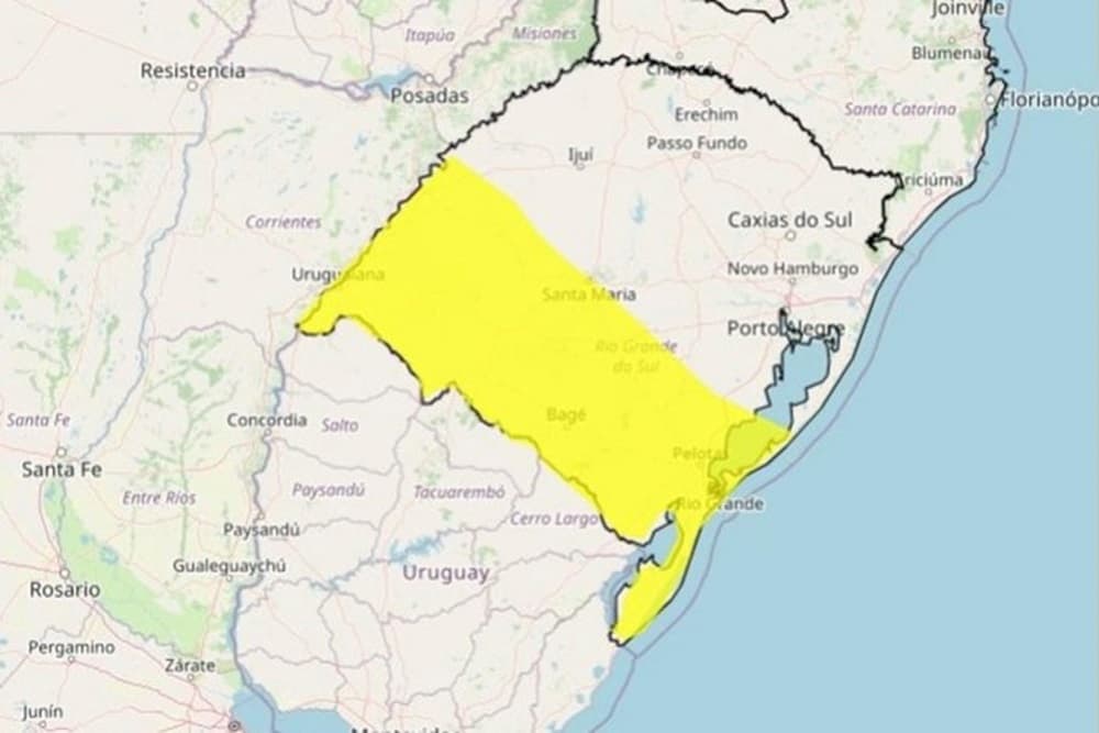 Três regiões do RS têm alerta para chuva e vento fortes nesta terça-feira
