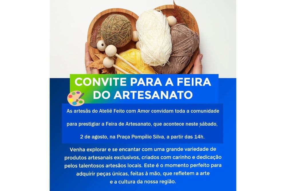Feira de Artesanato acontece neste sábado na Praça Pompílio Silva