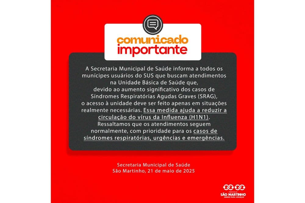 São Martinho reforça orientações para uso da UBS devido ao aumento de síndromes respiratórias