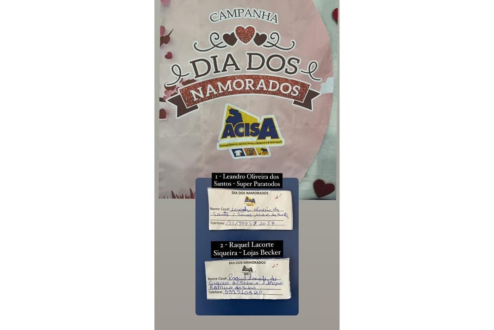 ACISA realiza sorteio da campanha de Dia dos Namorados