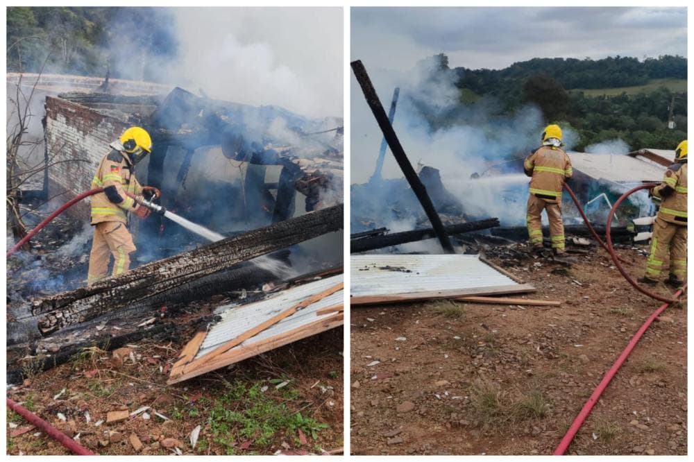 Incêndio em secador de grãos destrói silo e veículo no interior de Derrubadas