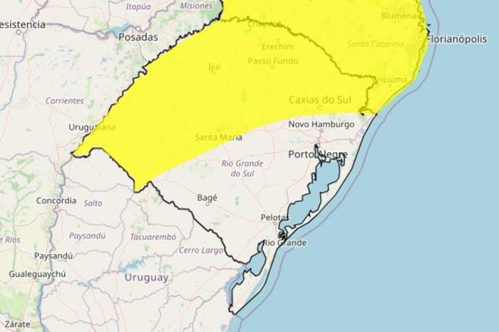 Parte do RS tem alerta para risco de tempestade até sábado