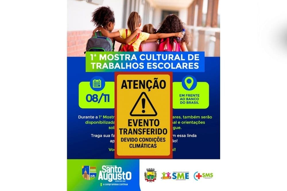 Mostra Cultural Municipal de Santo Augusto é adiada devido à chuva