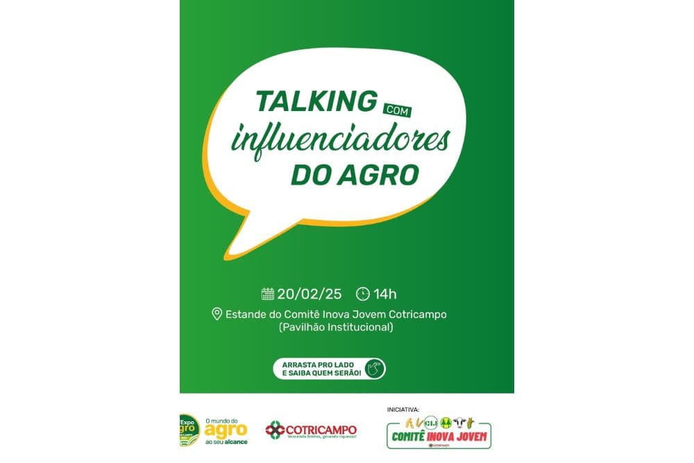 Talking com oito influenciadores do agro acontece nesta quinta na 9ª ExpoAgro Cotricampo