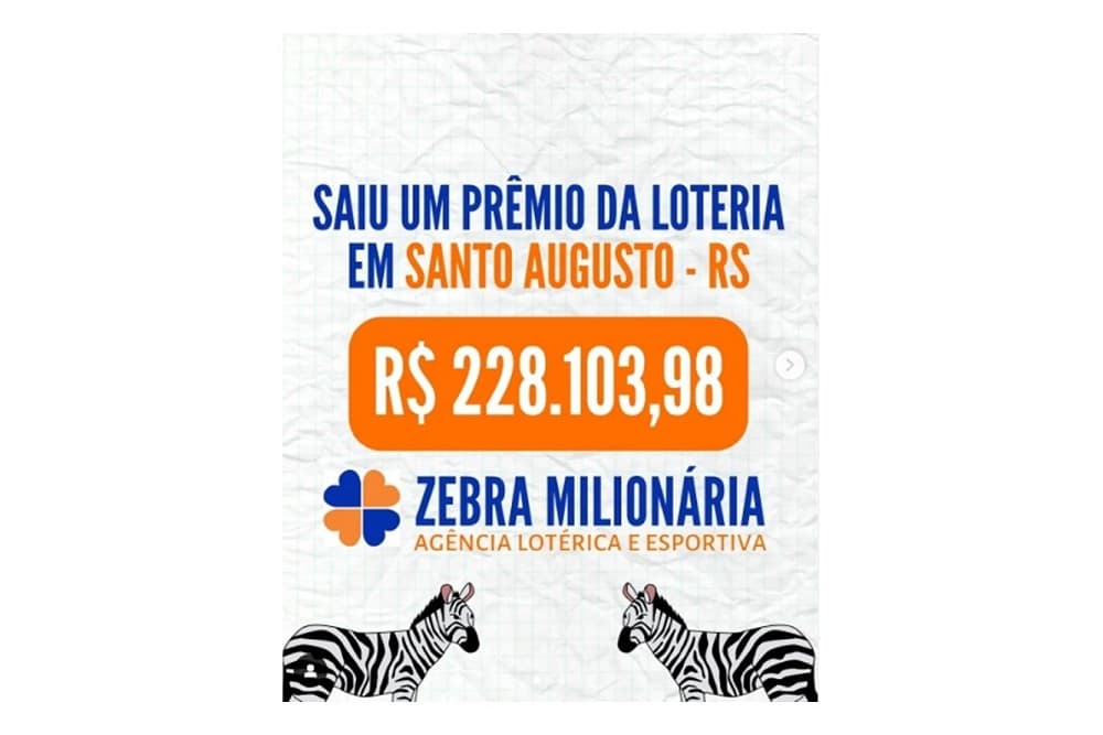 Aposta de Santo Augusto leva prêmio de R$ 228 mil da +Milionária