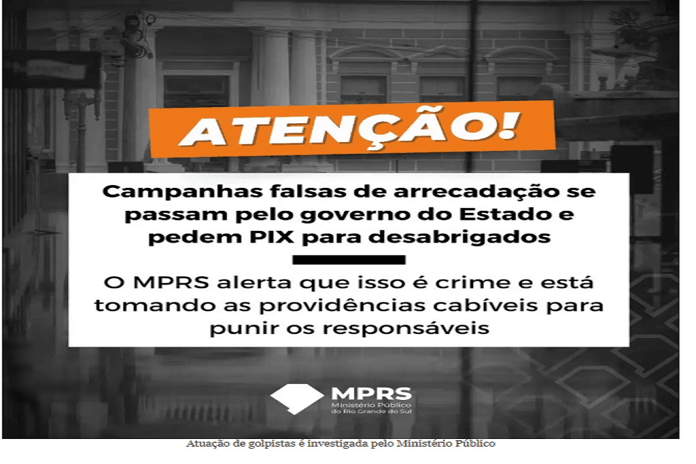 MP-RS irá investigar perfis fakes que pedem dinheiro para desabrigados