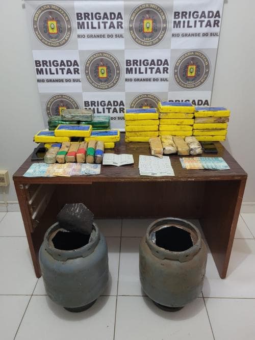 Polícia localiza 34kg de drogas em botijões de gás, em Boa Vista das Missões
