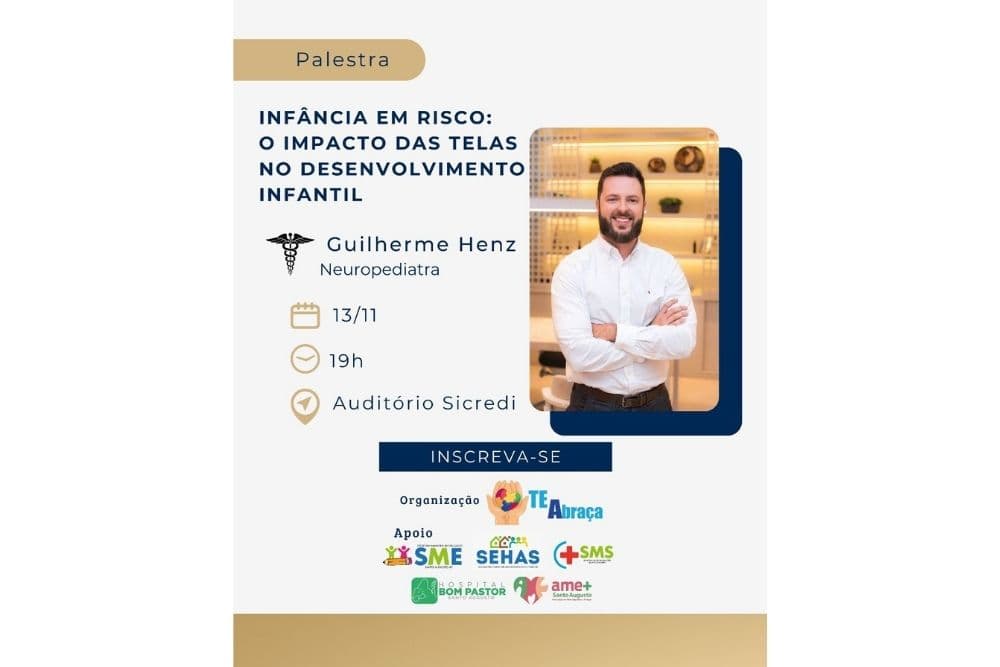 Inscrições abertas para palestra “Infância em Risco: O impacto das telas no desenvolvimento infantil-