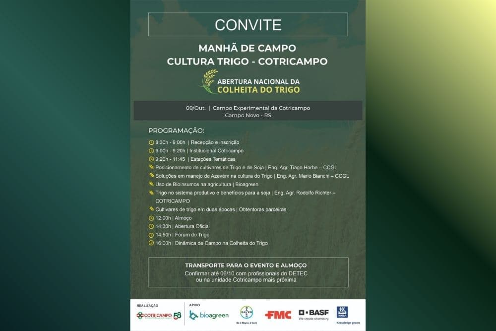 Campo Novo sedia nesta quinta-feira a Abertura Nacional da Colheita do Trigo