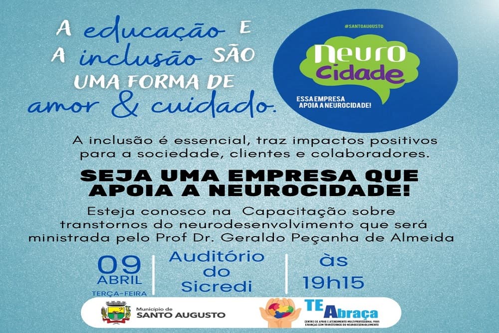 Santo Augusto terá Encontro de Capacitação sobre Neurodesenvolvimento