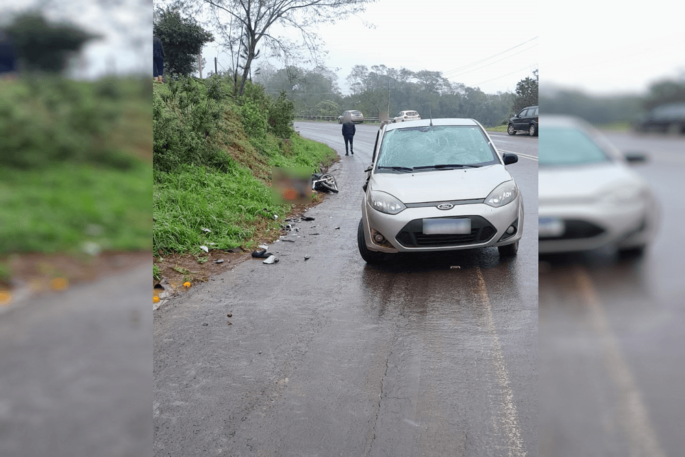 Homem morre após colisão envolvendo carro e moto na BR-468