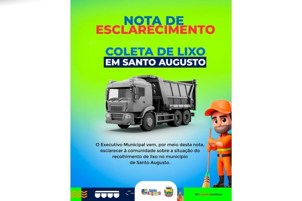 Prefeitura esclarece situação da coleta de lixo e anuncia contrato emergencial em Santo Augusto