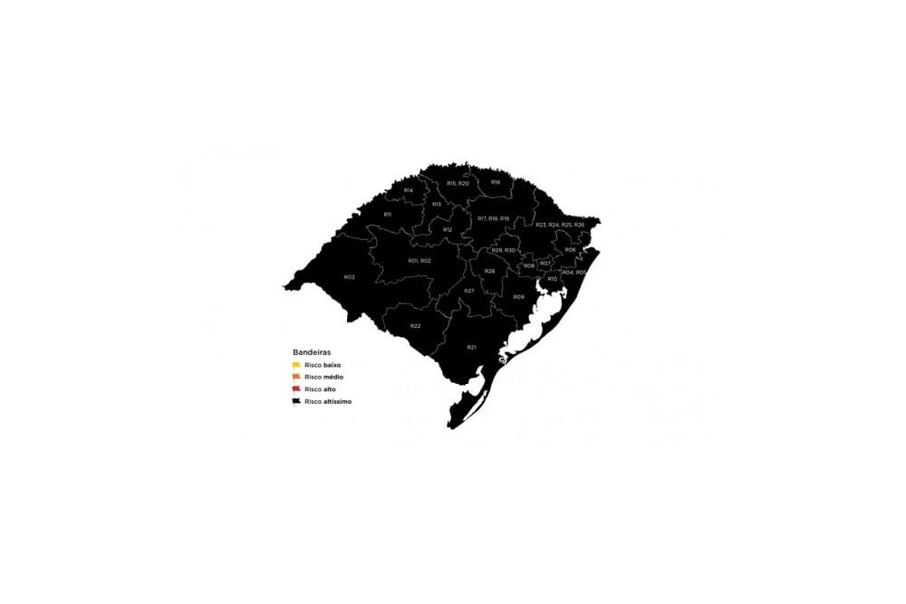 RS tem a sexta semana consecutiva de bandeira preta nas 21 regiões