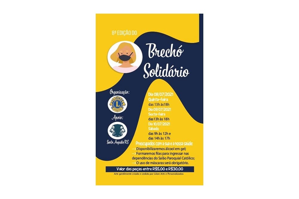 Lions Clube convida para o Brechó Solidário