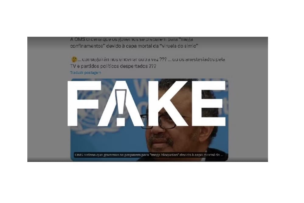 É #FAKE que a Organização Mundial da Saúde ordenou que governos devem se preparar para lockdown contra mpox