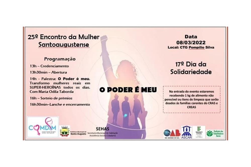 25º Encontro da Mulher Santo-augustense acontece nesta terça-feira