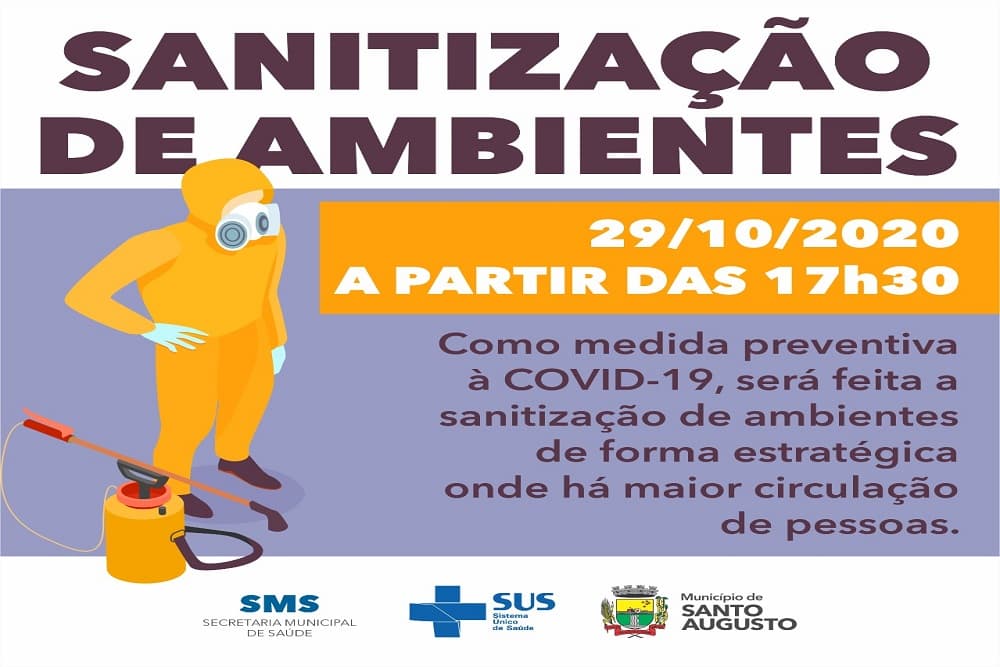 COVID-19: Santo Augusto terá nova etapa de sanitização em espaços públicos