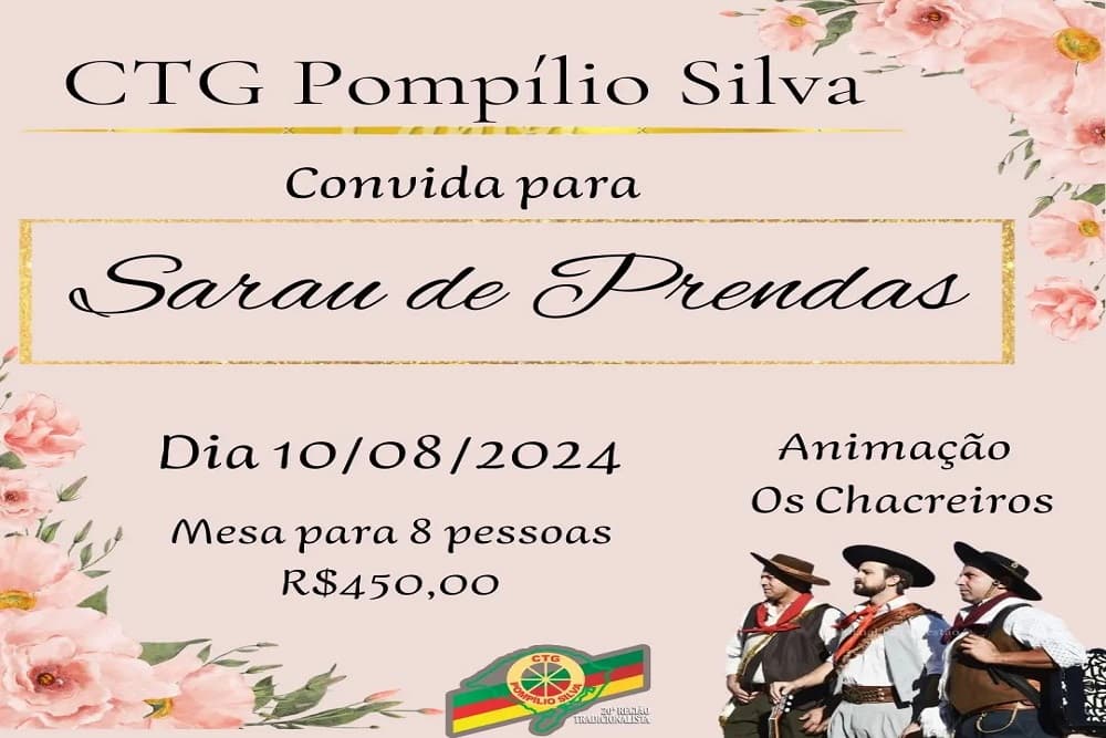 XXVI Sarau da Prenda Jovem é neste sábado no CTG Pompílio Silva