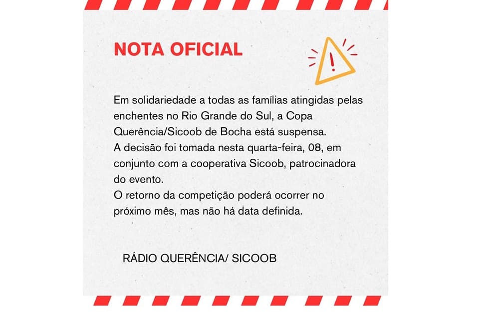Copa Querência/Sicoob de Bocha está suspensa