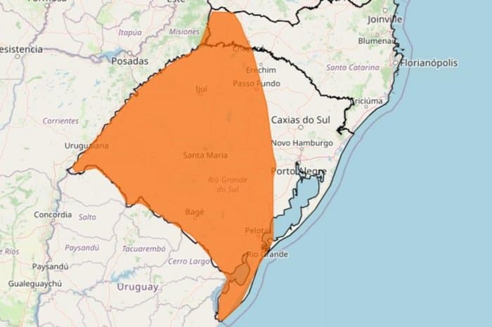 Inmet emite alerta para risco de temporal em regiões do RS nesta quinta-feira